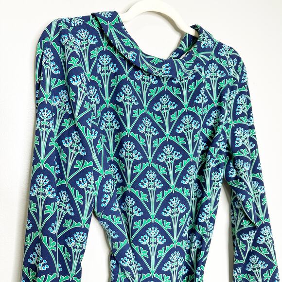Boden Womens Florrie Dress Long Sleeve High Neck Back Zip Green Blue Size 8P - Picture 5 of 11